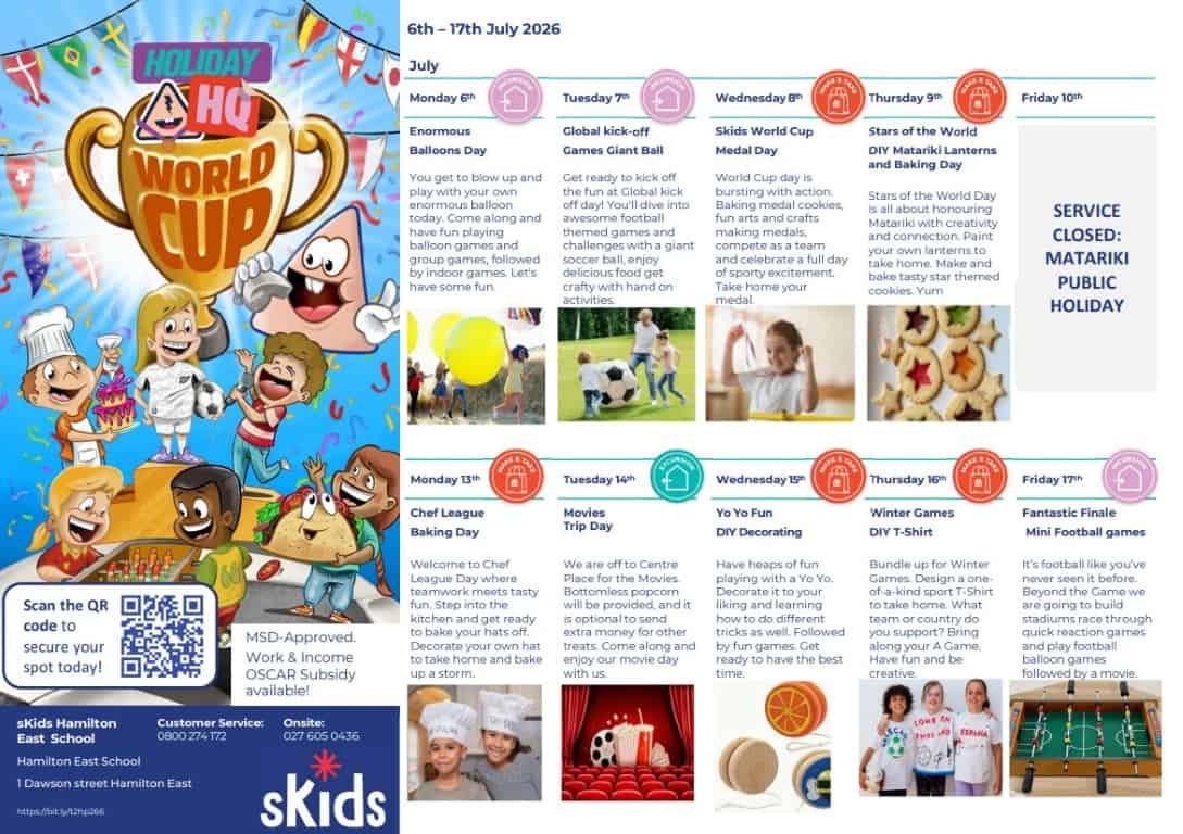 sKids Hamilton East July school holiday programme